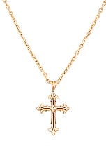 Emanuele Bicocchi Gold Fleury Cross Necklace in Gold, view 2, click to view large image.