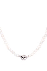 Emanuele Bicocchi Pearl Necklace With Skull in White, view 2, click to view large image.