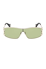 Emilio Pucci Shield Sunglasses in Shiny Pale Shiny Pale Gold & Green, view 1, click to view large image.
