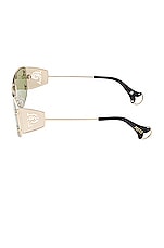 Emilio Pucci Shield Sunglasses in Shiny Pale Shiny Pale Gold & Green, view 2, click to view large image.