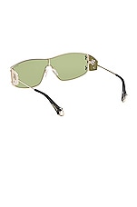 Emilio Pucci Shield Sunglasses in Shiny Pale Shiny Pale Gold & Green, view 3, click to view large image.