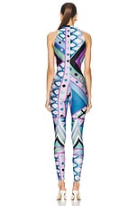 Emilio Pucci Cut Out Jumpsuit in Celeste & Bianco, view 4, click to view large image.