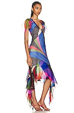 Emilio Pucci Printed Silk Dress in Rosso & Blue, view 2, click to view large image.