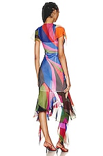 Emilio Pucci Printed Silk Dress in Rosso & Blue, view 3, click to view large image.