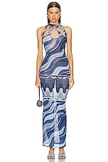 Emilio Pucci Cutout Mesh Dress in Indaco, view 1, click to view large image.