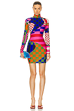 Emilio Pucci Lycra Dress in Blue & Fuchsia, view 1, click to view large image.
