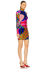 Emilio Pucci Lycra Dress in Blue & Fuchsia, view 2, click to view large image.