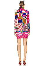 Emilio Pucci Lycra Dress in Blue & Fuchsia, view 3, click to view large image.