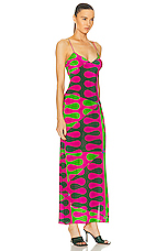 Emilio Pucci Crepe De Chine Long Dress in FUXIA & VERDE, view 2, click to view large image.
