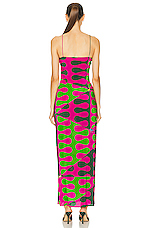 Emilio Pucci Crepe De Chine Long Dress in FUXIA & VERDE, view 4, click to view large image.