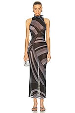 Emilio Pucci Mesh Long Dress in GRIGIO & NERO, view 1, click to view large image.