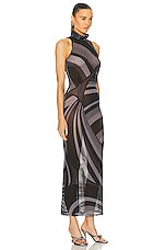 Emilio Pucci Mesh Long Dress in GRIGIO & NERO, view 2, click to view large image.