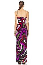 Emilio Pucci Maxi Dress in Khaki & Fuxia, view 5, click to view large image.