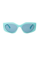 Emilio Pucci Oval Sunglasses in Light Blue, view 1, click to view large image.