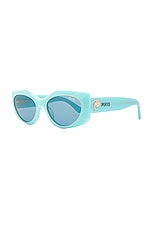 Emilio Pucci Oval Sunglasses in Light Blue, view 2, click to view large image.