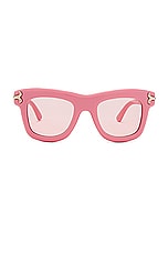 Emilio Pucci Square Sunglasses in Shiny Pink & Bordeaux, view 1, click to view large image.