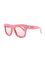 Emilio Pucci Square Sunglasses in Shiny Pink & Bordeaux, view 2, click to view large image.