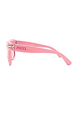 Emilio Pucci Square Sunglasses in Shiny Pink & Bordeaux, view 3, click to view large image.