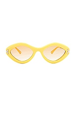 Emilio Pucci Oval Sunglasses in Shiny Yellow & Gradient Brown, view 1, click to view large image.