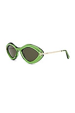 Emilio Pucci Oval Sunglasses in Shiny Light Green, view 2, click to view large image.