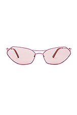 Emilio Pucci Oval Sunglasses in Shiny Pink & Bordeaux Mirror, view 1, click to view large image.