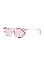 Emilio Pucci Oval Sunglasses in Shiny Pink & Bordeaux Mirror, view 2, click to view large image.