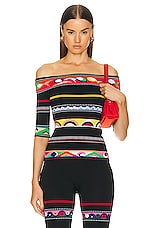 Emilio Pucci Off The Shoulder Sweater in Multicolor, view 1, click to view large image.