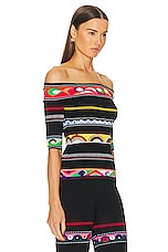 Emilio Pucci Off The Shoulder Sweater in Multicolor, view 2, click to view large image.