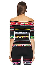 Emilio Pucci Off The Shoulder Sweater in Multicolor, view 3, click to view large image.