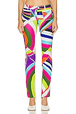 Emilio Pucci Straight Leg Pant in Turchese & Viola, view 1, click to view large image.