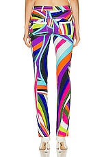 Emilio Pucci Straight Leg Pant in Turchese & Viola, view 3, click to view large image.