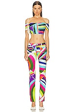 Emilio Pucci Straight Leg Pant in Turchese & Viola, view 4, click to view large image.