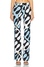Emilio Pucci Crepe Couture Trousers in NERO & AZZURRO, view 1, click to view large image.