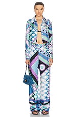 Emilio Pucci Straight Leg Pant in Celeste & Bianco, view 4, click to view large image.