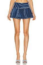 Emilio Pucci Pleated Mini Skirt in Blue & Celeste, view 1, click to view large image.