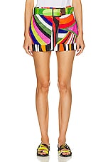 Emilio Pucci Mini Skirt in Blue & Fuchsia, view 1, click to view large image.