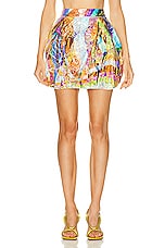 Emilio Pucci Crinkled Skirt in Blue & Fuchsia, view 1, click to view large image.