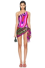 Emilio Pucci Long Pareo in Khaki Fuxia, view 5, click to view large image.