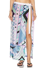 Emilio Pucci Maxi Skirt in Celeste & Bianco, view 1, click to view large image.
