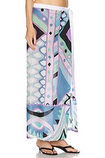 Emilio Pucci Maxi Skirt in Celeste & Bianco, view 2, click to view large image.