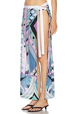 Emilio Pucci Maxi Skirt in Celeste & Bianco, view 3, click to view large image.