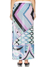 Emilio Pucci Maxi Skirt in Celeste & Bianco, view 4, click to view large image.