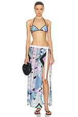 Emilio Pucci Maxi Skirt in Celeste & Bianco, view 5, click to view large image.