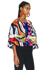 Emilio Pucci Off the Shoulder Top in Multicolor, view 2, click to view large image.