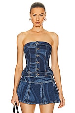 Emilio Pucci Denim Sleeveless Top in Blue & Celeste, view 1, click to view large image.