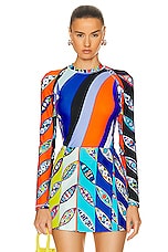 Emilio Pucci Turtleneck Top in Turchese & Viola, view 1, click to view large image.
