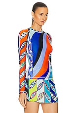 Emilio Pucci Turtleneck Top in Turchese & Viola, view 2, click to view large image.