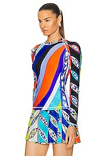 Emilio Pucci Turtleneck Top in Turchese & Viola, view 3, click to view large image.
