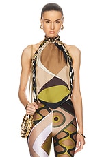 Emilio Pucci Backless Tank Top in Khaki & Muschio, view 1, click to view large image.