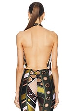 Emilio Pucci Backless Tank Top in Khaki & Muschio, view 3, click to view large image.